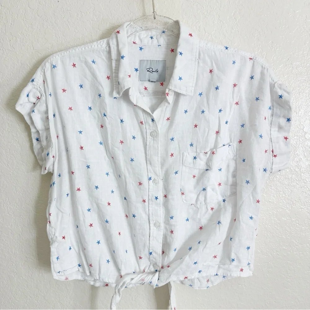 Rails Amelie Tie Front Shirt white size M - Picture 5 of 12